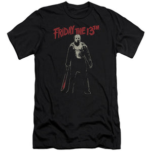 AN OFFCIALLY LICENSED FRIDAY THE 13TH CHCHCH AHAHAH MEN'S PREMIUM SLIM FIT T-SHIRT BLACK