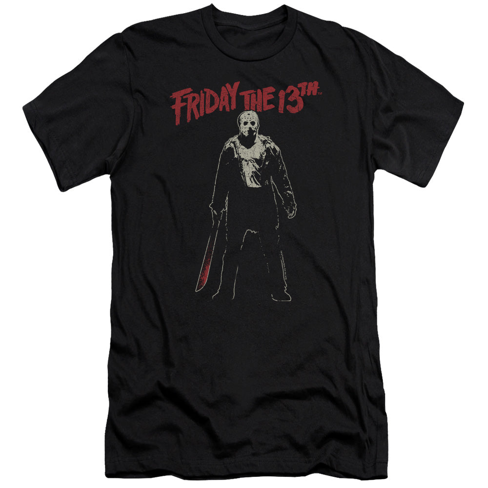AN OFFCIALLY LICENSED FRIDAY THE 13TH CHCHCH AHAHAH MEN'S PREMIUM SLIM FIT T-SHIRT BLACK