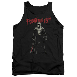 AN OFFCIALLY LICENSED FRIDAY THE 13TH CHCHCH AHAHAH ADULT UNISEX TANK TOP BLACK