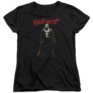 AN OFFCIALLY LICENSED FRIDAY THE 13TH CHCHCH AHAHAH WOMEN'S REGULAR FIT T-SHIRT BLACK