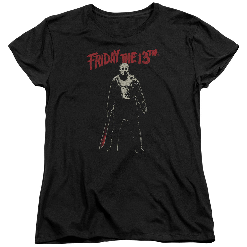 AN OFFCIALLY LICENSED FRIDAY THE 13TH CHCHCH AHAHAH WOMEN'S REGULAR FIT T-SHIRT BLACK