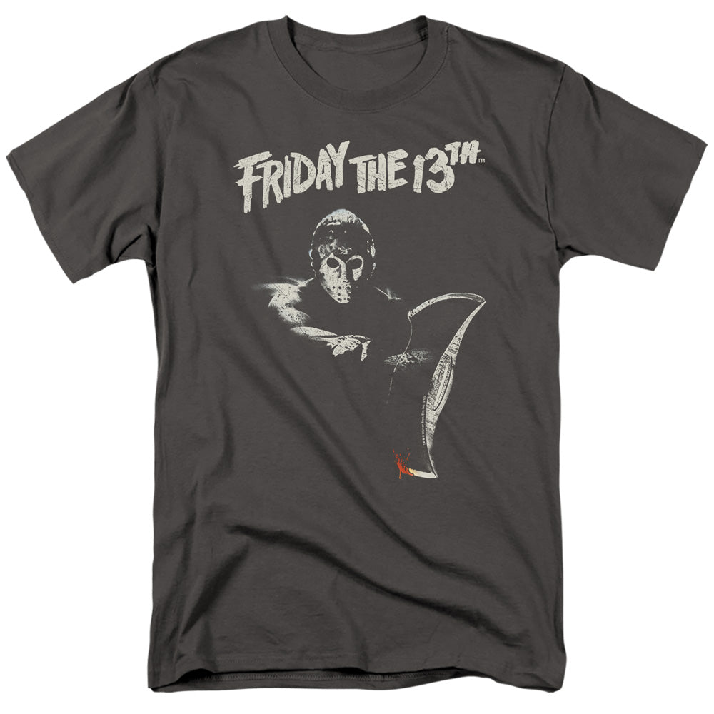 AN OFFCIALLY LICENSED FRIDAY THE 13TH AX MEN'S REGULAR FIT T-SHIRT CHARCOAL