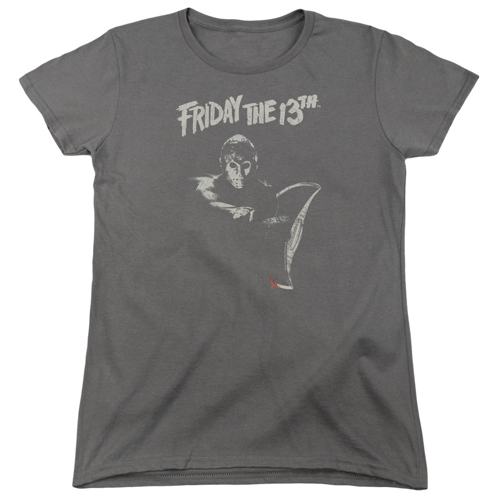 AN OFFCIALLY LICENSED FRIDAY THE 13TH AX WOMEN'S REGULAR FIT T-SHIRT CHARCOAL