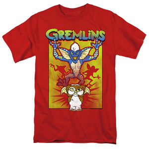 AN OFFCIALLY LICENSED GREMLINS BE AFRAID MEN'S REGULAR FIT T-SHIRT RED