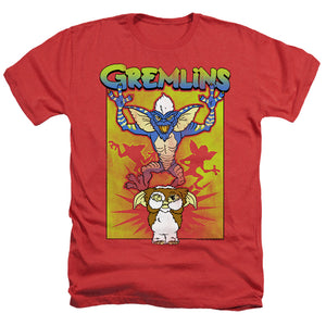 AN OFFCIALLY LICENSED GREMLINS BE AFRAID MEN'S HEATHER T-SHIRT RED