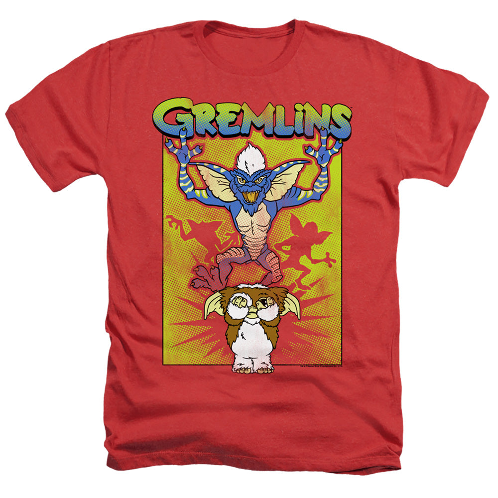 AN OFFCIALLY LICENSED GREMLINS BE AFRAID MEN'S HEATHER T-SHIRT RED