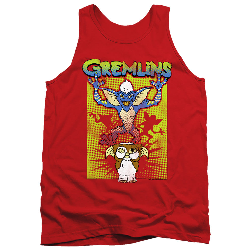 AN OFFCIALLY LICENSED GREMLINS BE AFRAID ADULT UNISEX TANK TOP RED