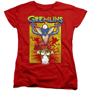 AN OFFCIALLY LICENSED GREMLINS BE AFRAID WOMEN'S REGULAR FIT T-SHIRT RED