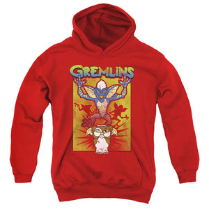 AN OFFCIALLY LICENSED GREMLINS BE AFRAID YOUTH HOODIE RED