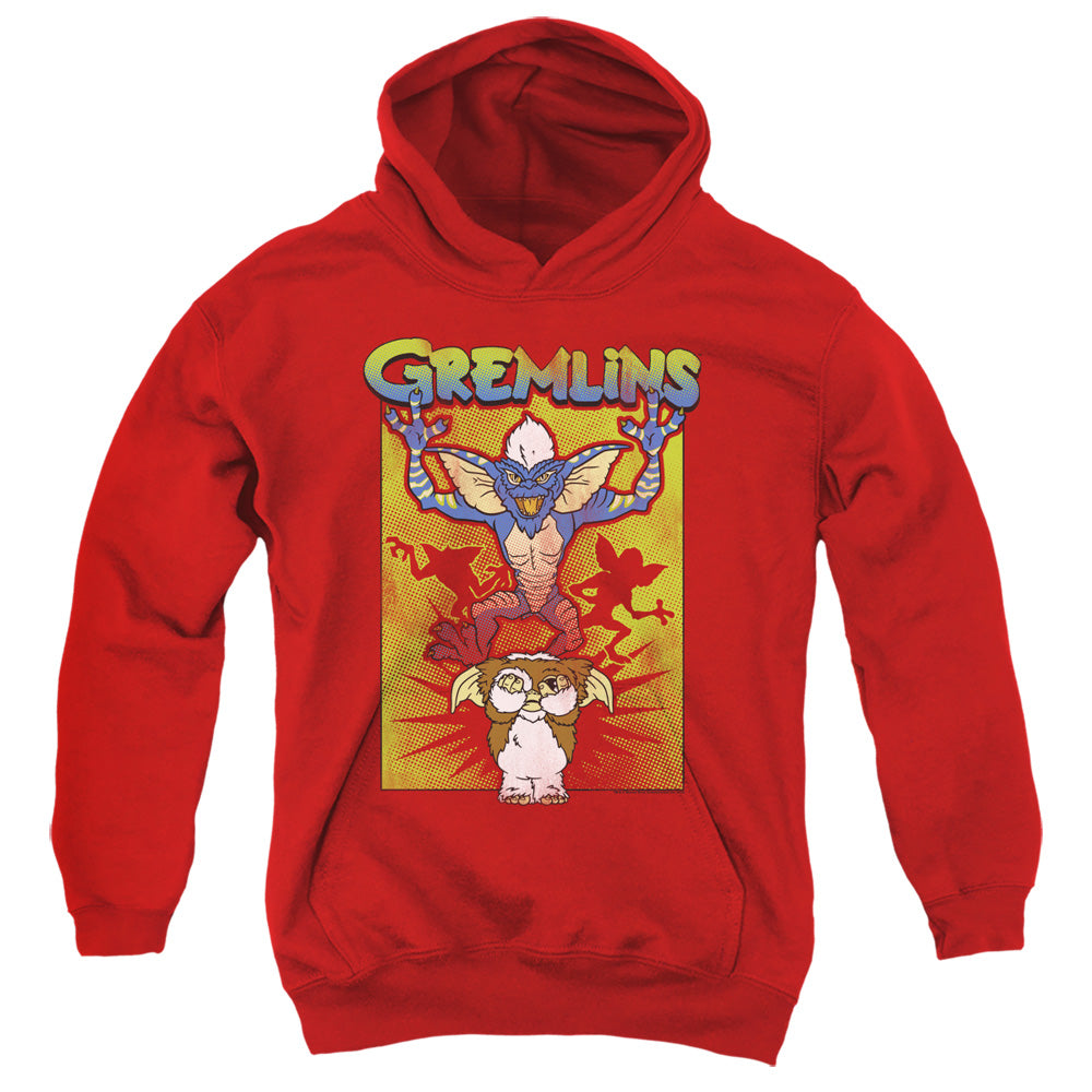 AN OFFCIALLY LICENSED GREMLINS BE AFRAID YOUTH HOODIE RED