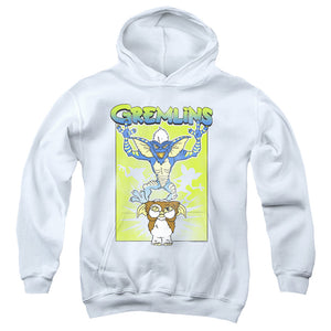 AN OFFCIALLY LICENSED GREMLINS BE AFRAID YOUTH HOODIE WHITE