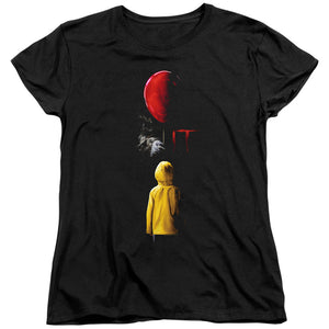 AN OFFCIALLY LICENSED IT 2017 RED BALLOON WOMEN'S REGULAR FIT T-SHIRT BLACK
