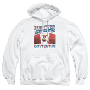 AN OFFCIALLY LICENSED IT 1990 THE DANCING CLOWN ADULT UNISEX PULLOVER HOODIE WHITE