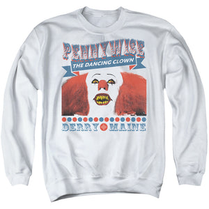 AN OFFCIALLY LICENSED IT 1990 THE DANCING CLOWN ADULT UNISEX CREWNECK SWEATSHIRT WHITE