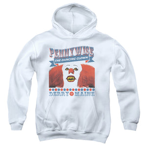 AN OFFCIALLY LICENSED IT 1990 THE DANCING CLOWN YOUTH HOODIE WHITE