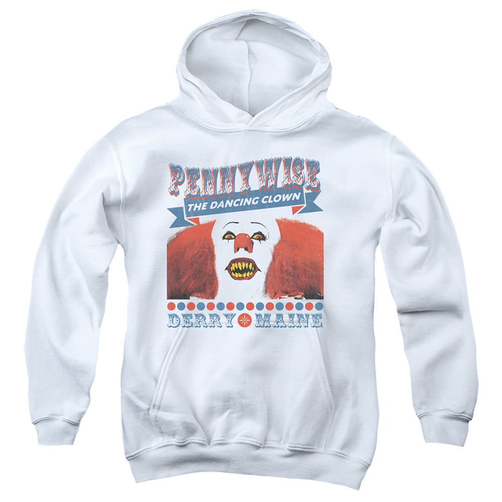 AN OFFCIALLY LICENSED IT 1990 THE DANCING CLOWN YOUTH HOODIE WHITE