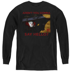 AN OFFCIALLY LICENSED IT 1990 HELLO YOUTH LONG SLEEVE T-SHIRT BLACK