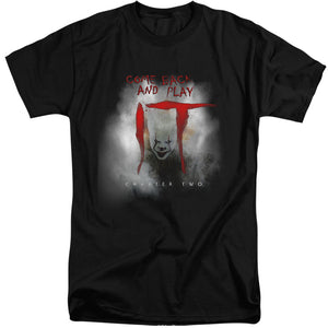 AN OFFCIALLY LICENSED IT 2019 COME BACK AND PLAY MEN'S TALL FIT T-SHIRT BLACK
