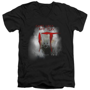 AN OFFCIALLY LICENSED IT 2019 COME BACK AND PLAY MEN'S V-NECK T-SHIRT BLACK