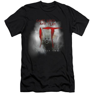 AN OFFCIALLY LICENSED IT 2019 COME BACK AND PLAY MEN'S PREMIUM SLIM FIT T-SHIRT BLACK