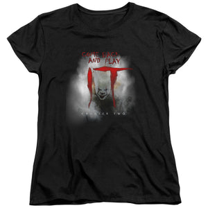 AN OFFCIALLY LICENSED IT 2019 COME BACK AND PLAY WOMEN'S REGULAR FIT T-SHIRT BLACK