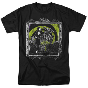 AN OFFCIALLY LICENSED BEETLEJUICE HERE LIES MEN'S REGULAR FIT T-SHIRT BLACK