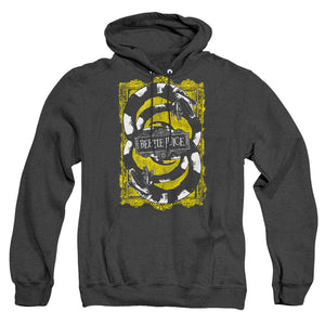 AN OFFCIALLY LICENSED BEETLEJUICE WE GOT WORMS ADULT UNISEX HEATHER PULLOVER HOODIE BLACK