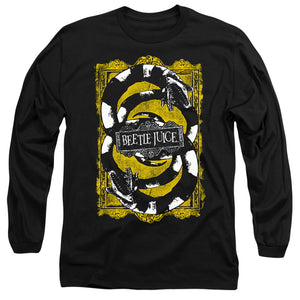 AN OFFCIALLY LICENSED BEETLEJUICE WE GOT WORMS MEN'S LONG SLEEVE T-SHIRT BLACK