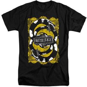 AN OFFCIALLY LICENSED BEETLEJUICE WE GOT WORMS MEN'S TALL FIT T-SHIRT BLACK