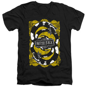 AN OFFCIALLY LICENSED BEETLEJUICE WE GOT WORMS MEN'S V-NECK T-SHIRT BLACK