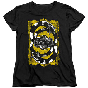 AN OFFCIALLY LICENSED BEETLEJUICE WE GOT WORMS WOMEN'S REGULAR FIT T-SHIRT BLACK