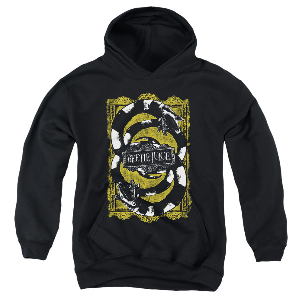 AN OFFCIALLY LICENSED BEETLEJUICE WE GOT WORMS YOUTH HOODIE BLACK