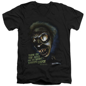 AN OFFCIALLY LICENSED BEETLEJUICE CHUCKS DAUGHTER MEN'S V-NECK T-SHIRT BLACK