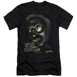 AN OFFCIALLY LICENSED BEETLEJUICE CHUCKS DAUGHTER MEN'S PREMIUM SLIM FIT T-SHIRT BLACK