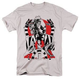 AN OFFCIALLY LICENSED BEETLEJUICE BEETLEJUICE COLLAGE MEN'S REGULAR FIT T-SHIRT SILVER