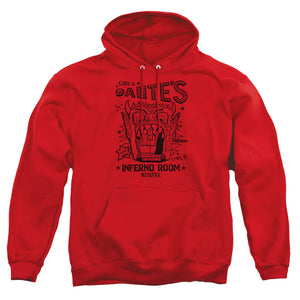 AN OFFCIALLY LICENSED BEETLEJUICE DANTES INFERNO ROOM ADULT UNISEX PULLOVER HOODIE RED