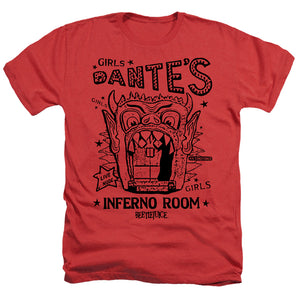 AN OFFCIALLY LICENSED BEETLEJUICE DANTES INFERNO ROOM MEN'S HEATHER T-SHIRT RED