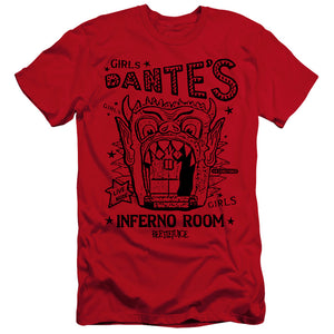 AN OFFCIALLY LICENSED BEETLEJUICE DANTES INFERNO ROOM MEN'S PREMIUM SLIM FIT T-SHIRT RED