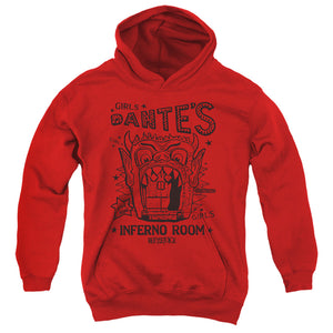AN OFFCIALLY LICENSED BEETLEJUICE DANTES INFERNO ROOM YOUTH HOODIE RED