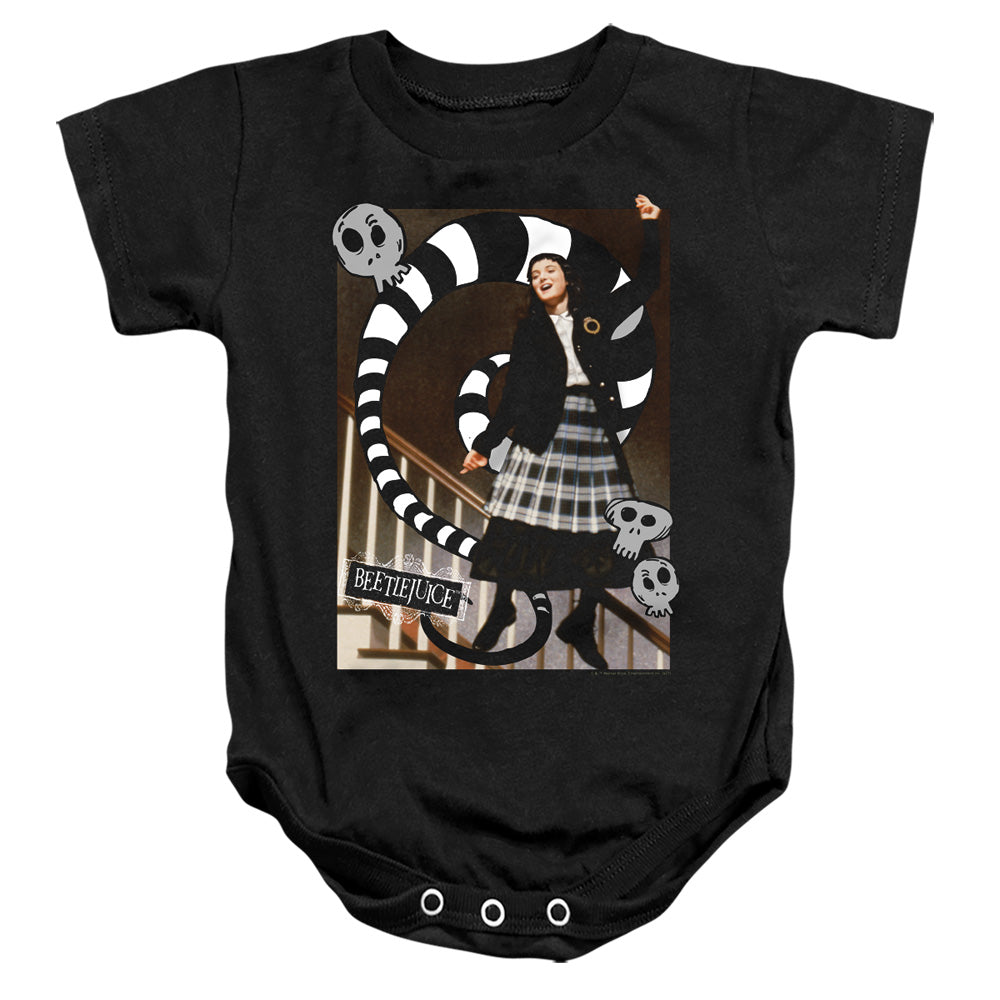 AN OFFCIALLY LICENSED BEETLEJUICE SHAKE SHAKE SHAKE BABY BODYSUIT BLACK