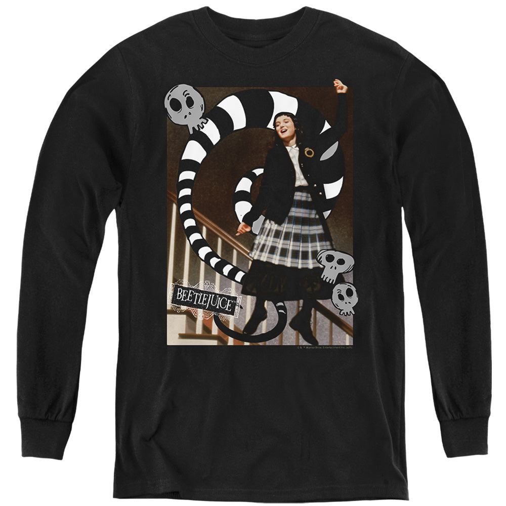 AN OFFCIALLY LICENSED BEETLEJUICE SHAKE SHAKE SHAKE YOUTH LONG SLEEVE T-SHIRT BLACK