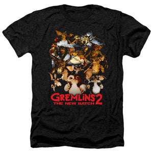 AN OFFCIALLY LICENSED GREMLINS 2 GOON CREW MEN'S HEATHER T-SHIRT CHARCOAL