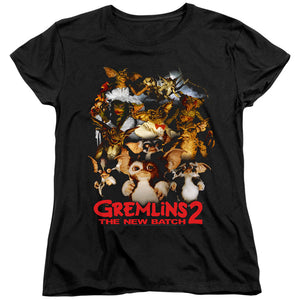 AN OFFCIALLY LICENSED GREMLINS 2 GOON CREW WOMEN'S REGULAR FIT T-SHIRT BLACK