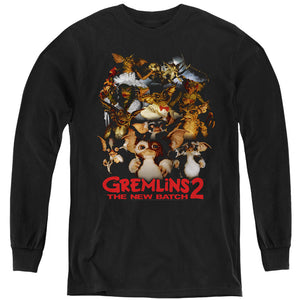 AN OFFCIALLY LICENSED GREMLINS 2 GOON CREW YOUTH LONG SLEEVE T-SHIRT BLACK