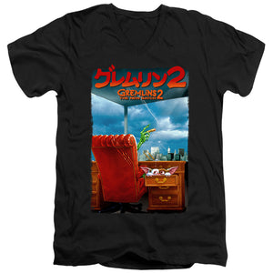 AN OFFCIALLY LICENSED GREMLINS 2 G2 POSTER MEN'S V-NECK T-SHIRT BLACK