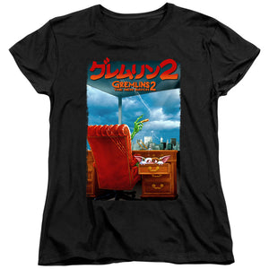 AN OFFCIALLY LICENSED GREMLINS 2 G2 POSTER WOMEN'S REGULAR FIT T-SHIRT BLACK