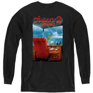 AN OFFCIALLY LICENSED GREMLINS 2 G2 POSTER YOUTH LONG SLEEVE T-SHIRT BLACK