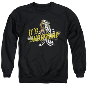AN OFFCIALLY LICENSED BEETLEJUICE SHOWTIME ADULT UNISEX CREWNECK SWEATSHIRT BLACK