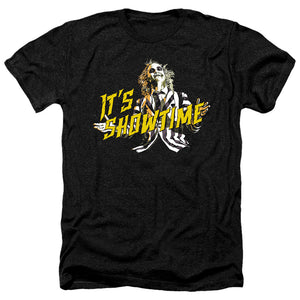 AN OFFCIALLY LICENSED BEETLEJUICE SHOWTIME MEN'S HEATHER T-SHIRT CHARCOAL