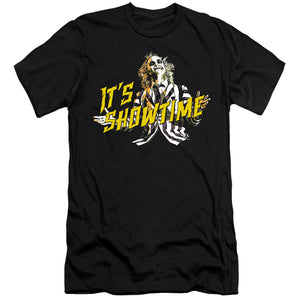AN OFFCIALLY LICENSED BEETLEJUICE SHOWTIME MEN'S PREMIUM SLIM FIT T-SHIRT BLACK